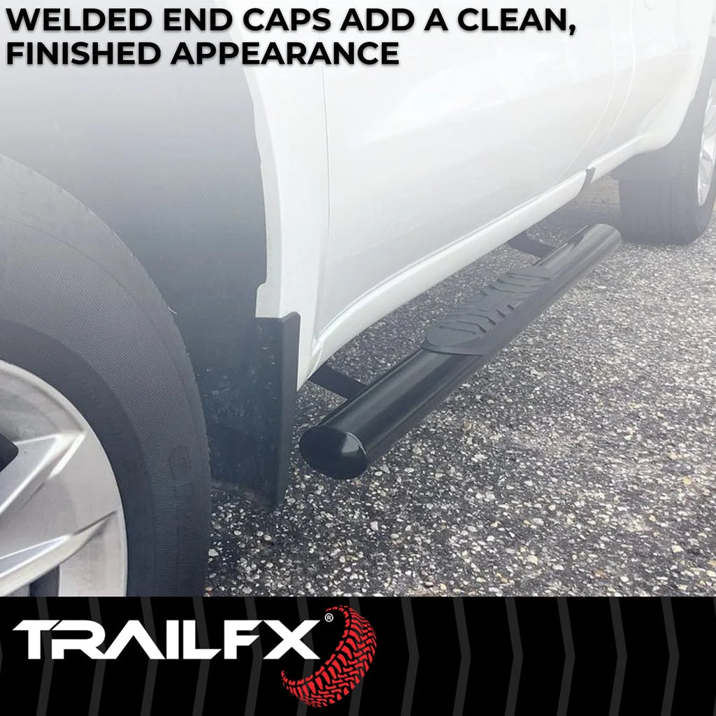 TrailFX 4 Inch Oval Straight Powder Coated Black Mild Steel Rocker...