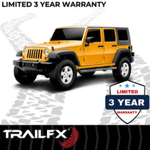 Load image into Gallery viewer, TrailFX 4 Inch Oval Straight Powder Coated Black Mild Steel Rocker Panel Mount A1510B - Side View