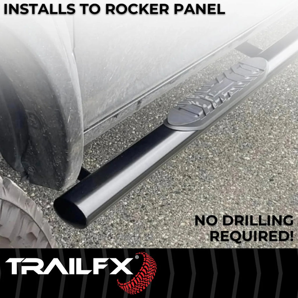 TrailFX 4 Inch Oval Straight Powder Coated Black Mild Steel Rocker Panel Mount A1535B - Additional View 5