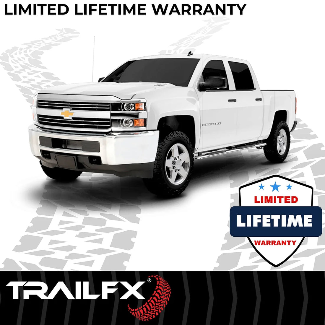 TrailFX 4 Inch Trapezoid Straight Pol Stainless Steel Plastic End Caps A4002S - Side View