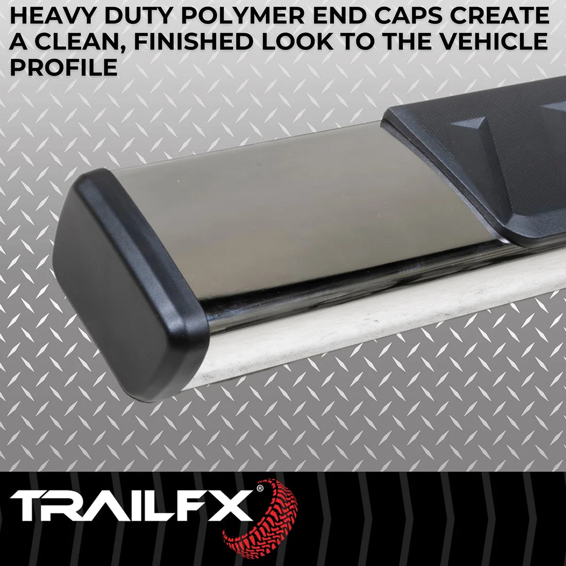 TrailFX 4 Inch Trapezoid Straight Pol Stainless Steel Plastic End Caps A4002S - Additional View 7