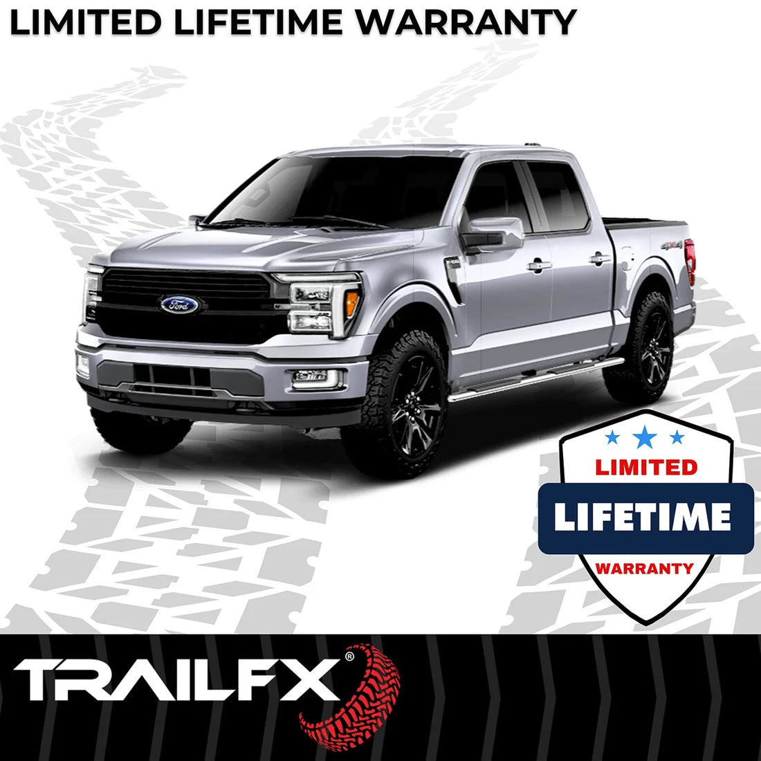 TrailFX 4 Inch Trapezoid Straight Pol Stainless Steel Plastic End Caps A4004S - Side View