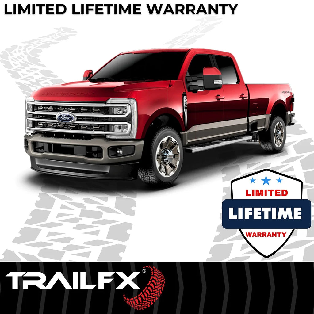 TrailFX 4 Inch Trapezoid Straight Pol Stainless Steel Plastic End Caps A4003S - Side View