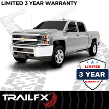 Load image into Gallery viewer, TrailFX 4 Inch Trapezoid Straight Pwdr Ctd Titanium Black Steel Plastic End Caps A4002B - Side View