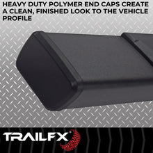 Load image into Gallery viewer, TrailFX 4 Inch Trapezoid Straight Pwdr Ctd Titanium Black Steel Plastic End Caps A4004B - Additional View 7