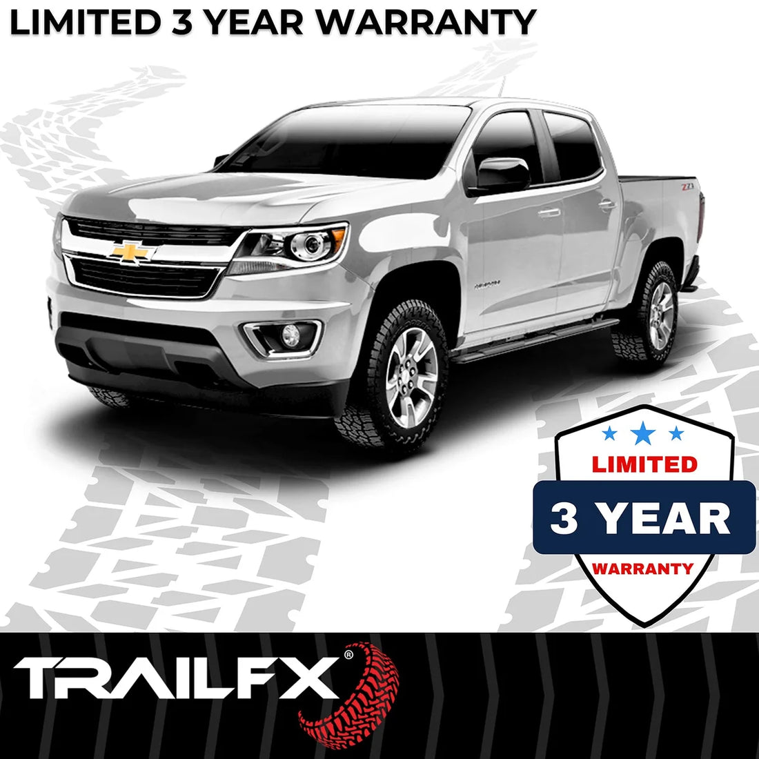TrailFX 4 Inch Trapezoid Straight Pwdr Ctd Titanium Black Steel Plastic End Caps A4009B - Side View