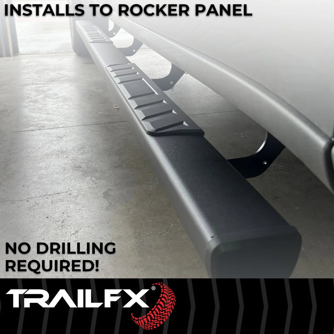 TrailFX 4 Inch Trapezoid Straight Pwdr Ctd Titanium Black Steel Plastic End Caps A4009B - Additional View 5