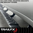 Load image into Gallery viewer, TrailFX 4 Inch Trapezoid Straight Pwdr Ctd Titanium Black Steel Plastic End Caps A4011B - Installation View