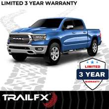 Load image into Gallery viewer, TrailFX 4 Inch Trapezoid Straight Pwdr Ctd Titanium Black Steel Plastic End Caps A4012B - Side View
