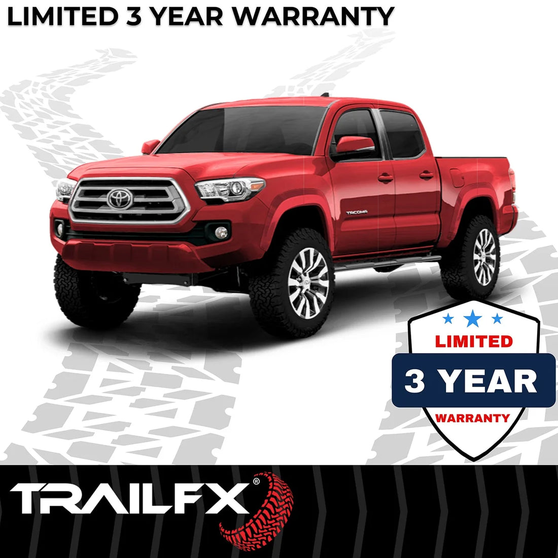TrailFX 4 Inch Trapezoid Straight Pwdr Ctd Titanium Black Steel Plastic End Caps A4013B - Side View