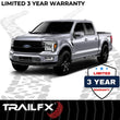 Load image into Gallery viewer, TrailFX 4 Inch Trapezoid Straight Pwdr Ctd Titanium Black Steel Plastic End Caps A4003B - Side View