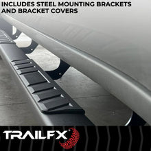 Load image into Gallery viewer, TrailFX 4 Inch Trapezoid Straight Pwdr Ctd Titanium Black Steel Plastic End Caps A4003B - Back View