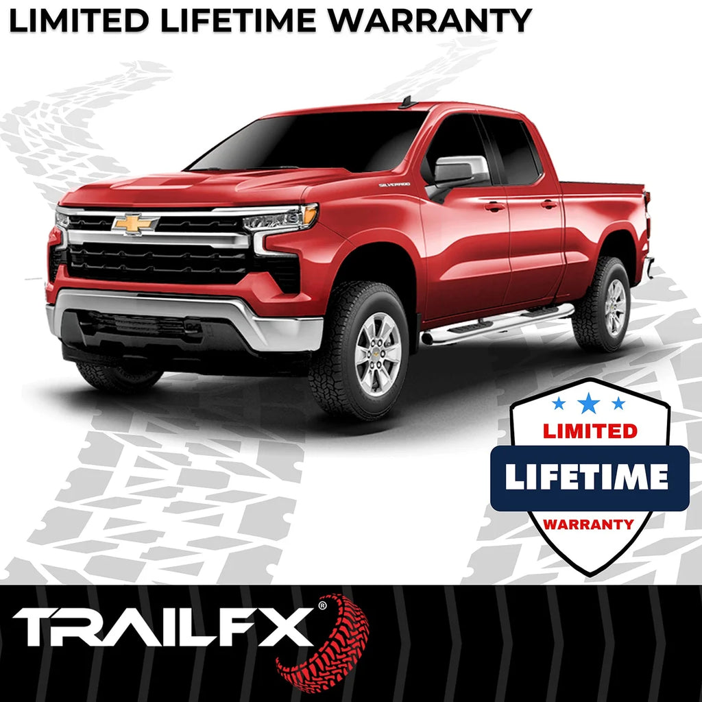 TrailFX 5 Inch Oval Bent Pol Stainless Steel Rocker Panel Mount A7064S - Side View