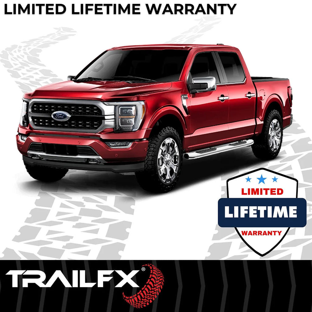 TrailFX 5 Inch Oval Bent Pol Stainless Steel Rocker Panel Mount A7073S - Side View