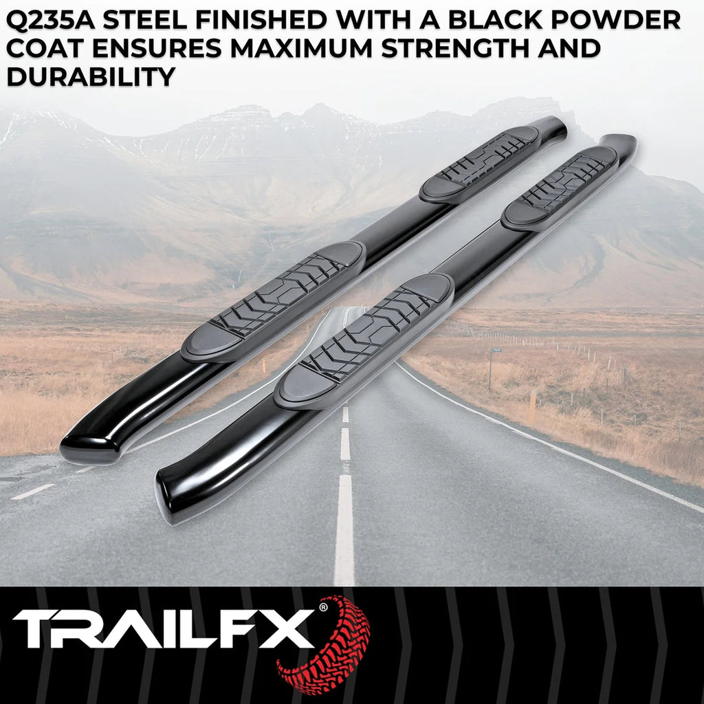TrailFX 5 Inch Oval Bent Powder Coated Black Steel Rocker Panel Mount A7069B - Back View