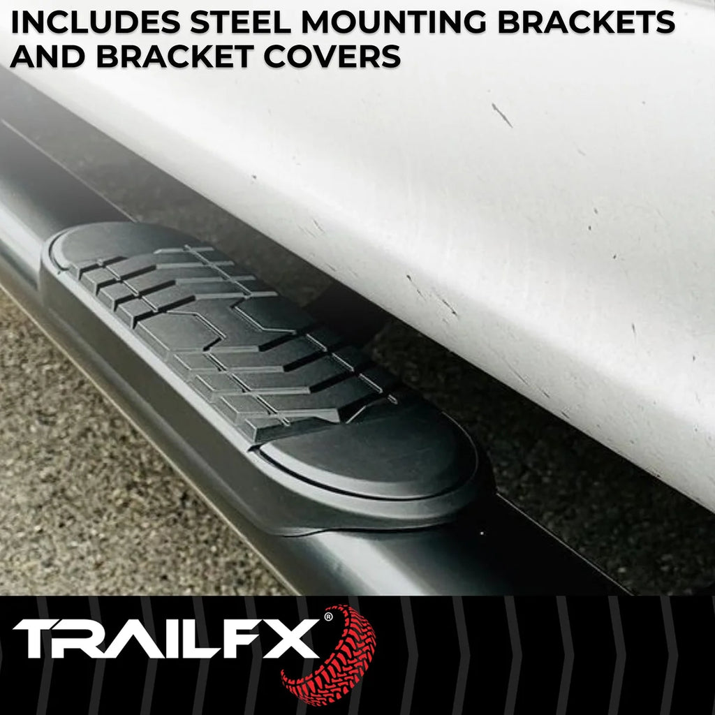 TrailFX 5 Inch Oval Bent Powder Coated Black Steel Rocker Panel Mount A7069B - Installation View