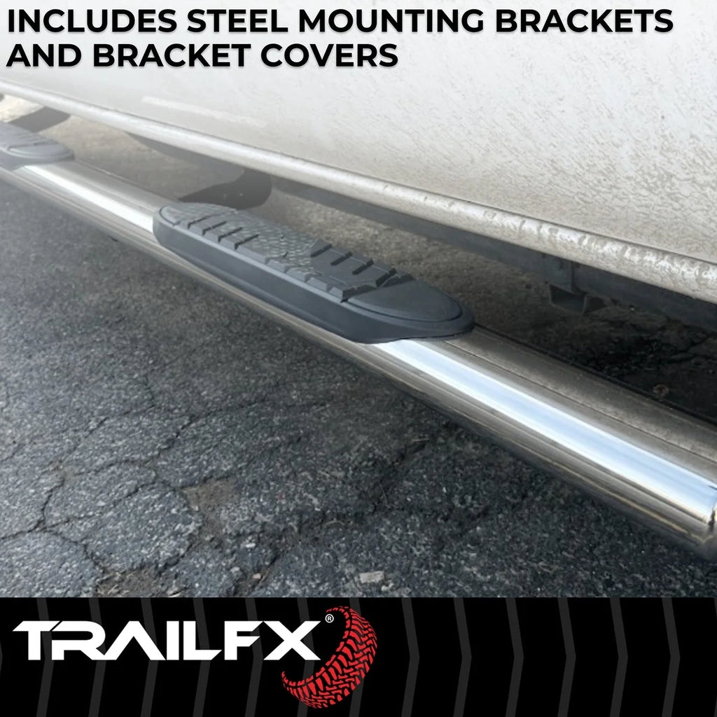 TrailFX 5 Inch Oval Straight Pol Stainless Steel Rocker Panel Mount A7031S - Back View