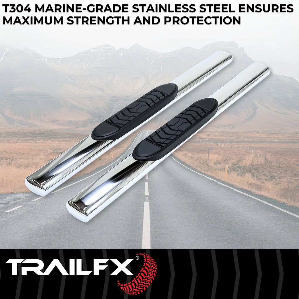 TrailFX 5 Inch Oval Straight Pol Stainless Steel Rocker Panel Mount A7036S - Back View