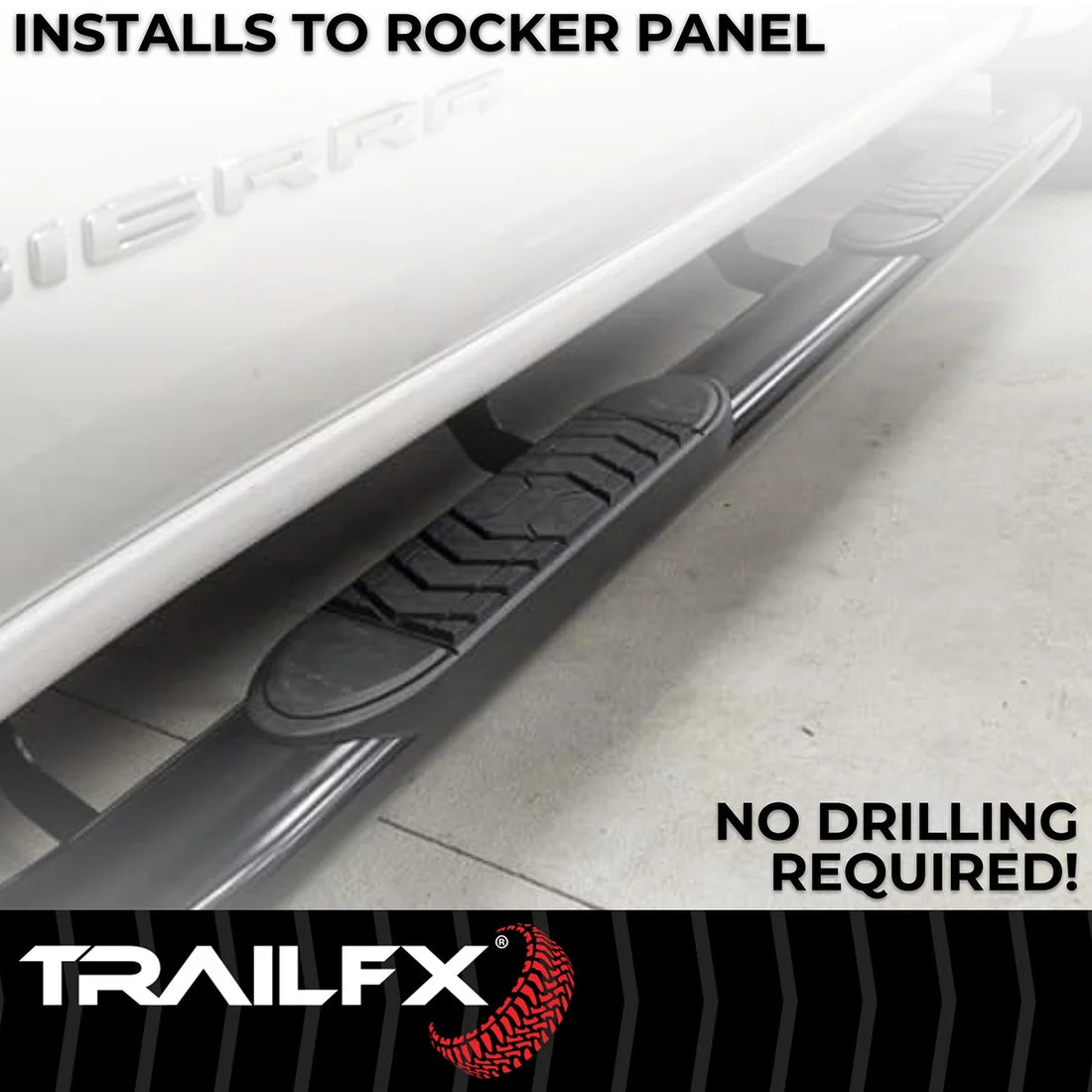 TrailFX 5 Inch Oval Straight Powder Coated Black Steel Frame Body Mount Bolts A7005B - Installation View