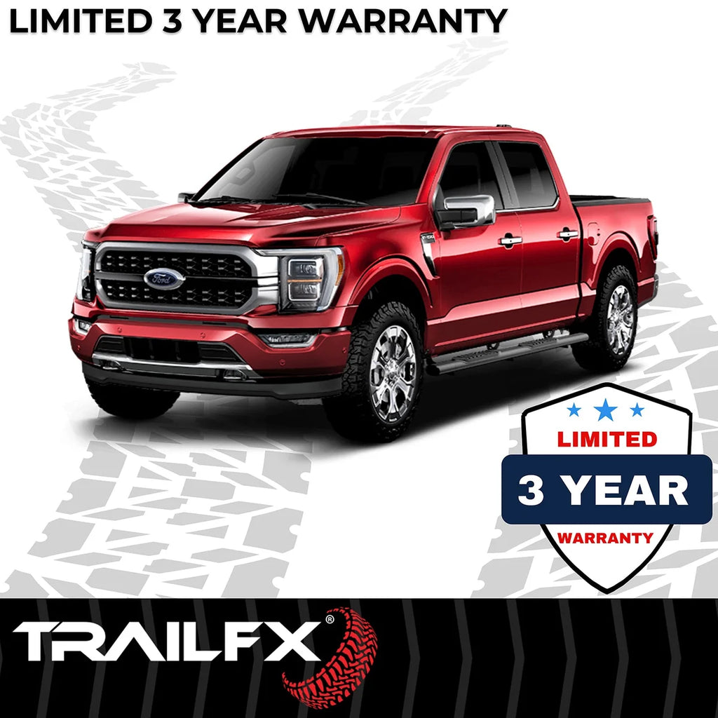 TrailFX 5 Inch Oval Straight Powder Coated Black Steel Rocker Panel Mount A7013B - Side View