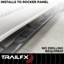 Load image into Gallery viewer, TrailFX 5 Inch Oval Straight Powder Coated Black Steel Rocker Panel Mount A7015B - Installation View