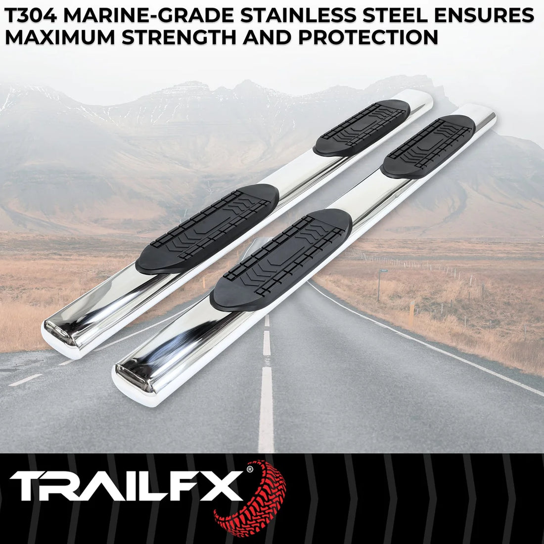TrailFX 6 Inch Oval Straight Pol Stainless Steel Frame Body Mount Bolts A8202S - Installation View