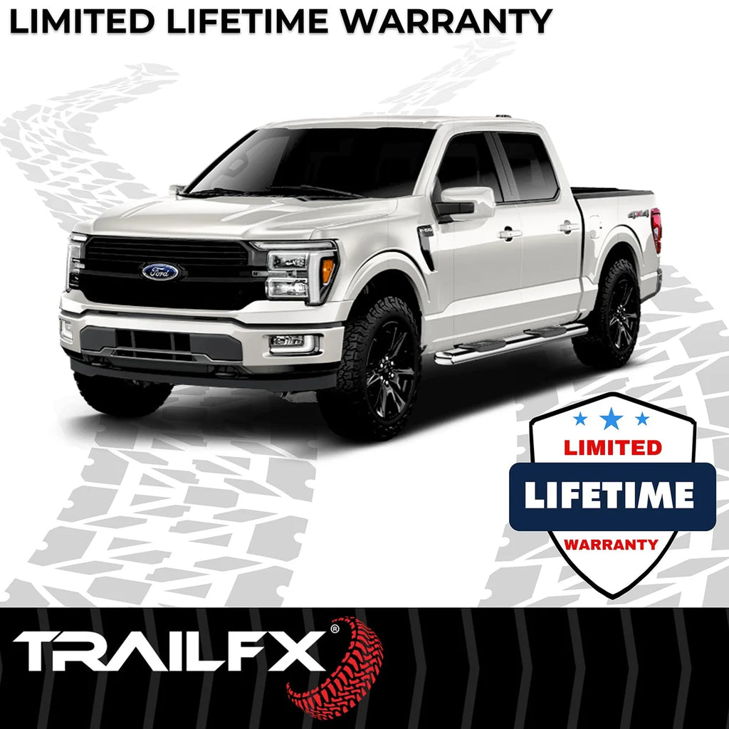 TrailFX 6 Inch Oval Straight Pol Stainless Steel Rocker Panel A8223S - Side View