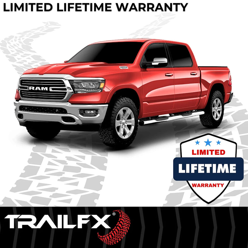 TrailFX 6 Inch Oval Straight Pol Stainless Steel Rocker Panel Mount A8244S - Side View