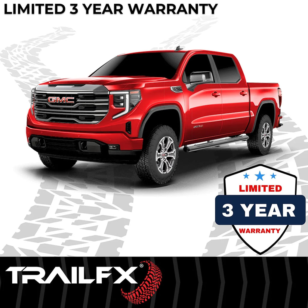 TrailFX 6 Inch Oval Straight Powder Coated Black Steel Rocker Panel Mount A8221B - Side View