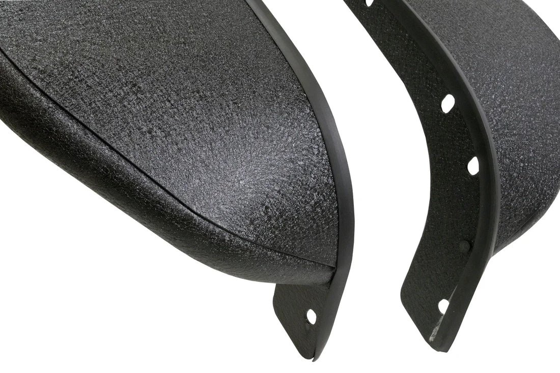 TrailFX 7.5 Inch Tire Coverage Textured Pwdr Ctd Black 1.5 Inch Steel Tubing Set Of 2 J052FF - Close-up Detail