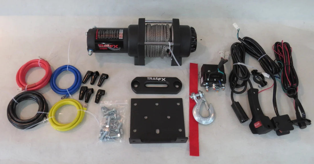 TrailFX ATV/UTV Mount 250A Elect 3500 Lb Cap 3/16x50 Ft Synth Rope Alum Hawse Fairlead WS35B - Back View