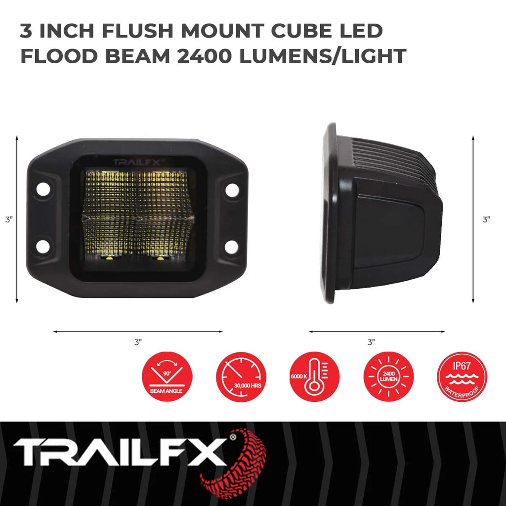 TrailFX Black Die-Cast Aluminum Housing 2X2CFFMB - Side View