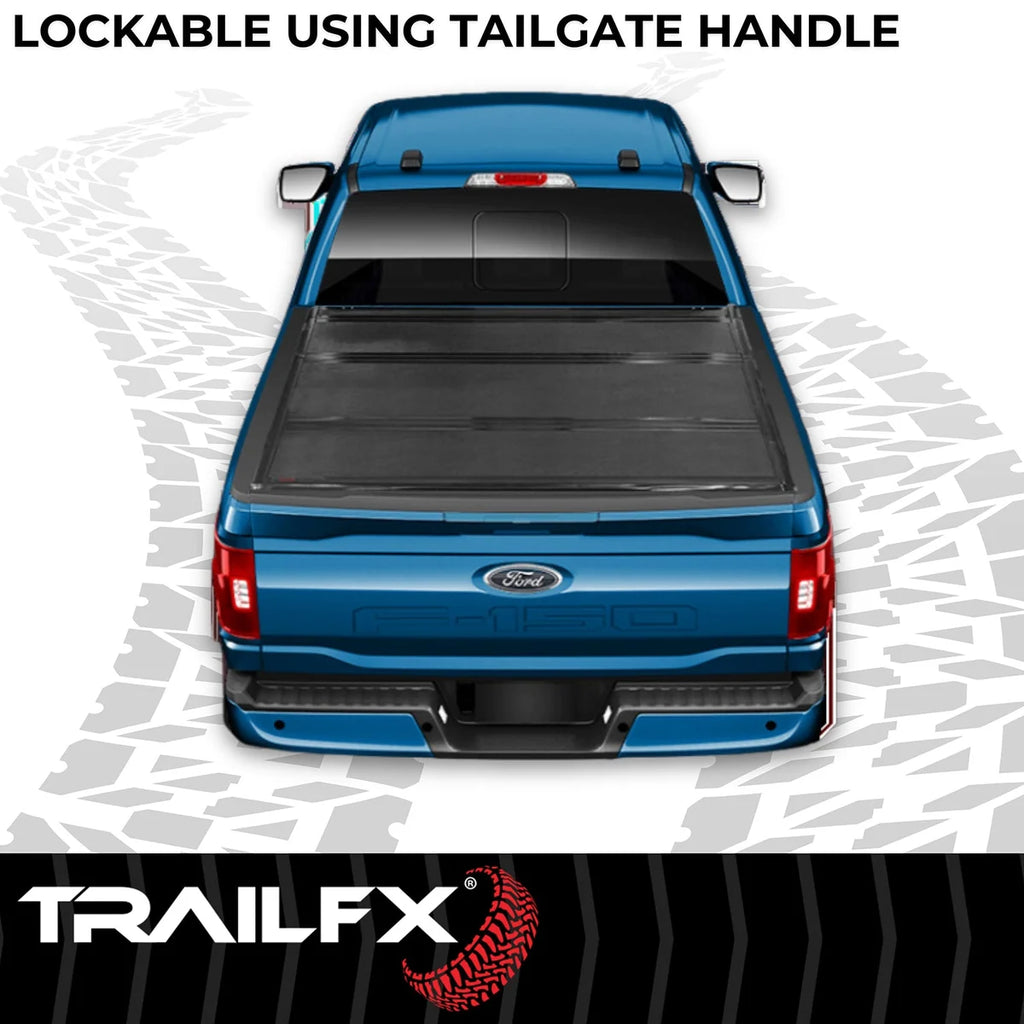 TrailFX Hard Tri Fold Non-Lockable Black Alum W/Carpeted Under Panels TFX3701 - Side View