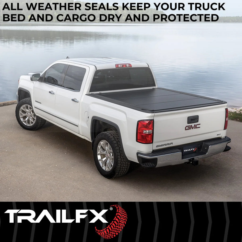 TrailFX Hard Tri Fold Non-Lockable Black Alum W/Carpeted Under Panels TFX3701 - Installation View