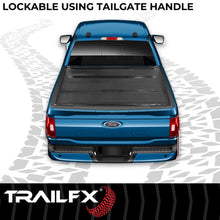 Load image into Gallery viewer, TrailFX Hard Tri Fold Non-Lockable Black Alum W/Carpeted Under Panels TFX3702 - Side View