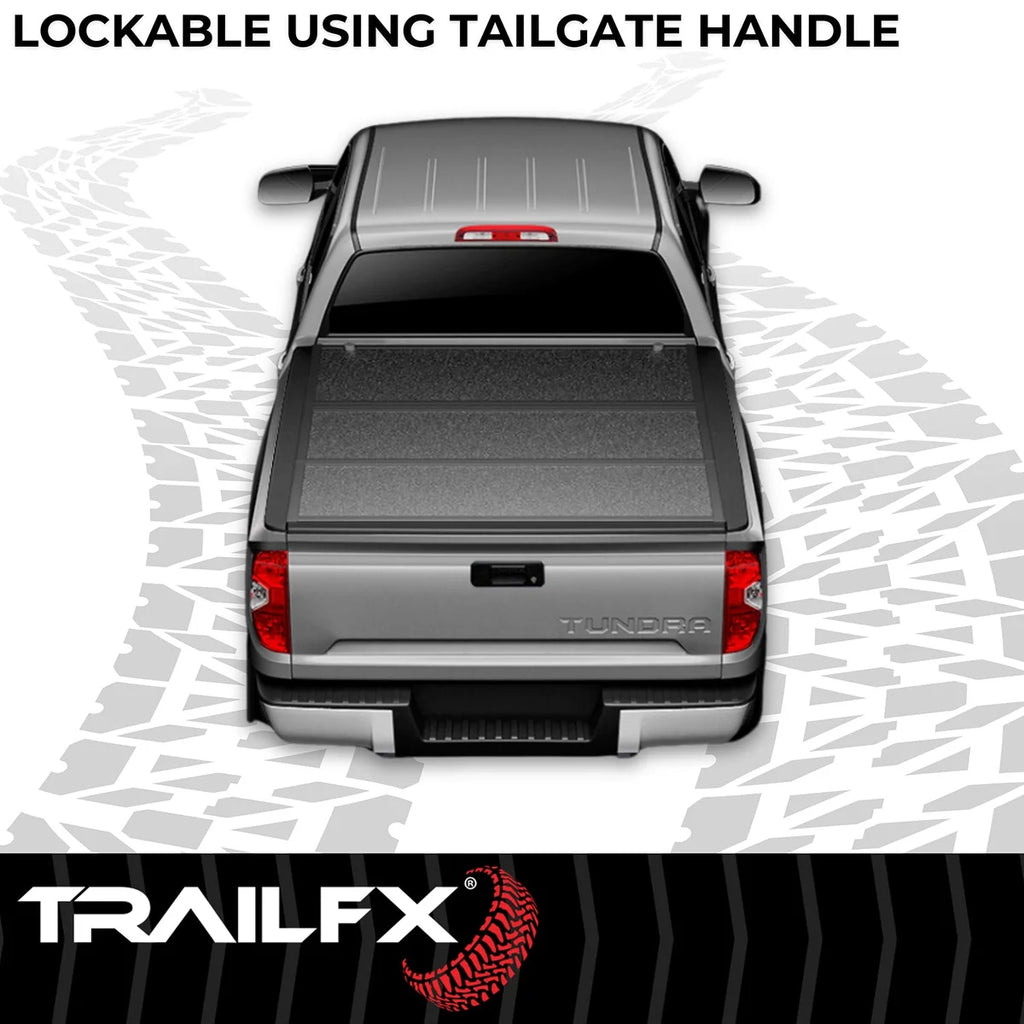 TrailFX Hard Tri Fold Non-Lockable Black Aluminum With Carpeted Under Panels TFX5705 - Side View