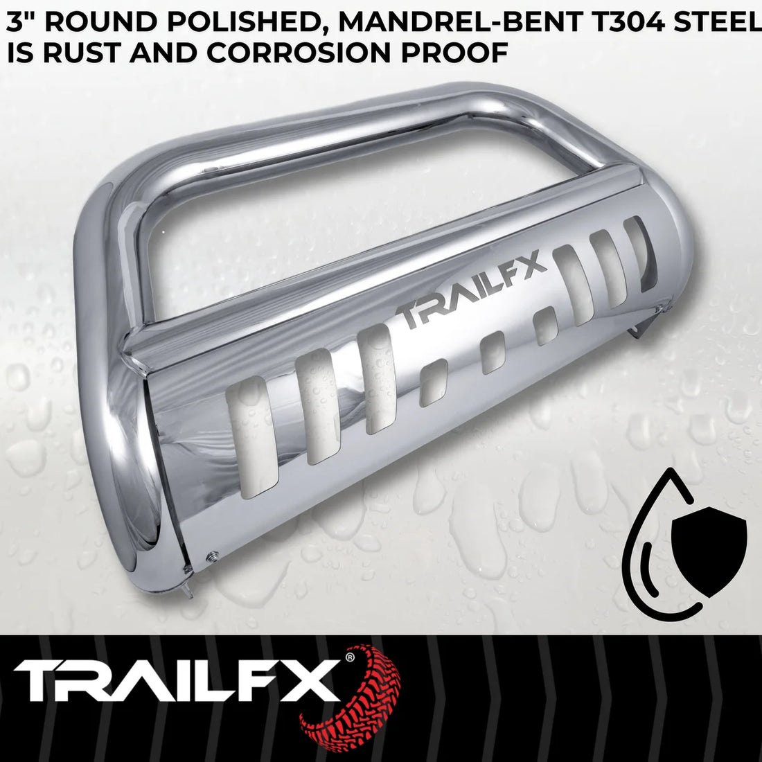 TrailFX Polished Stainless Steel 3 Inch Diameter W/Skid Plate W/O Light Mounting Tabs 1312124001 - Additional View 6