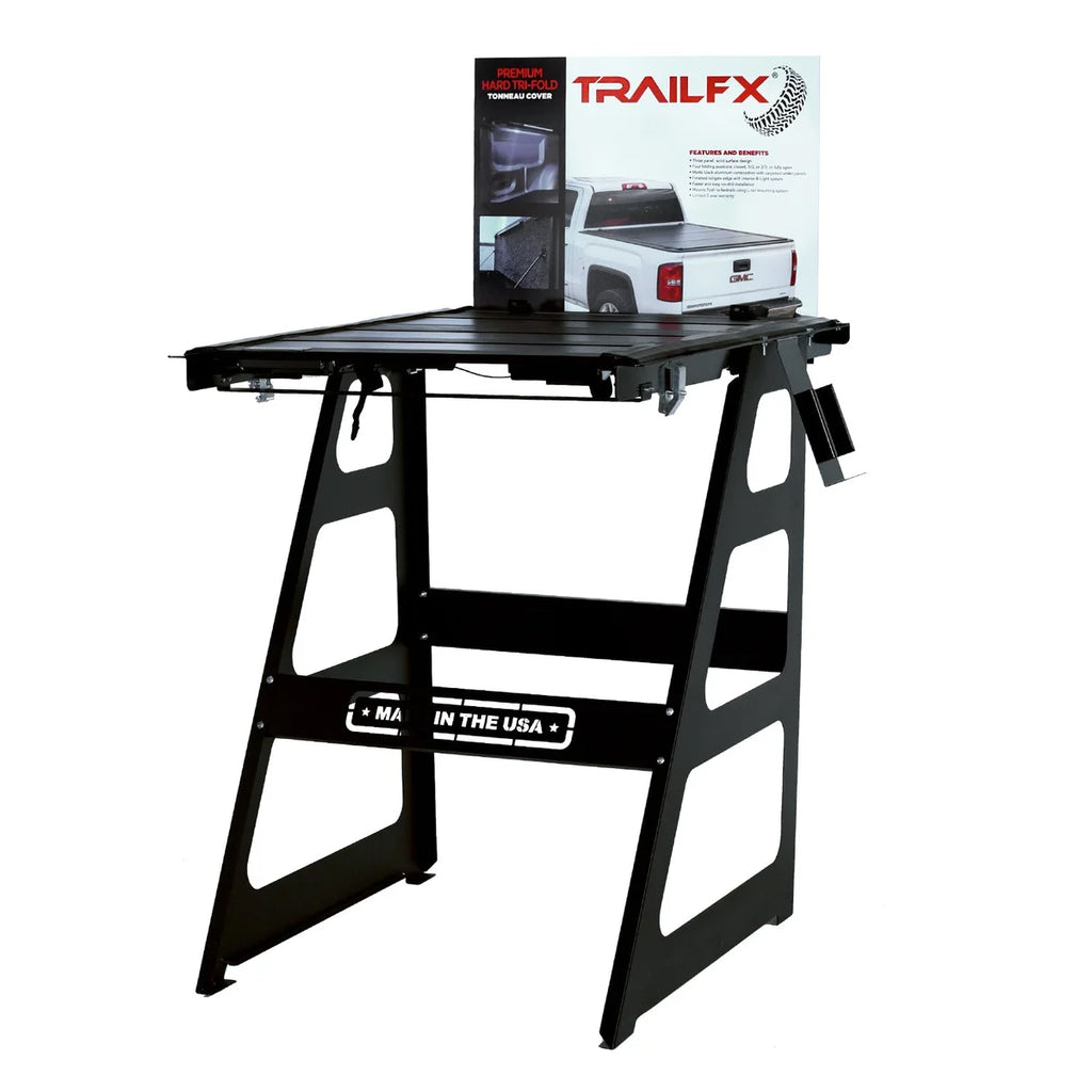TrailFX Sample Display Stand For Premium Hard Tri Fold Covers 9702 - Side View