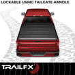 Load image into Gallery viewer, TrailFX Soft Tri-Fold Non-Lock Black Vinyl W/Alum Rails Clamp Req W/Cargo Manage System TFX1003 - Side View