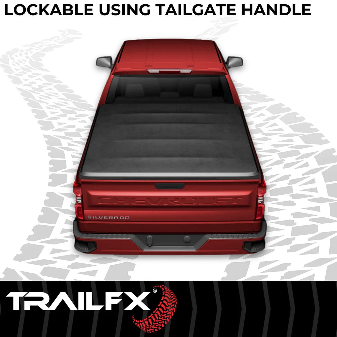 TrailFX Soft Tri-Fold Non-Lock Black Vinyl W/Alum Rails Clamp Req W/Cargo Manage System TFX1003 - Side View