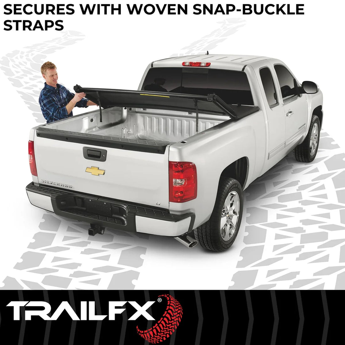 TrailFX Soft Tri-Fold Non-Lock Black Vinyl W/Alum Rails Clamp Req W/Cargo Manage System TFX1009 - Installation View