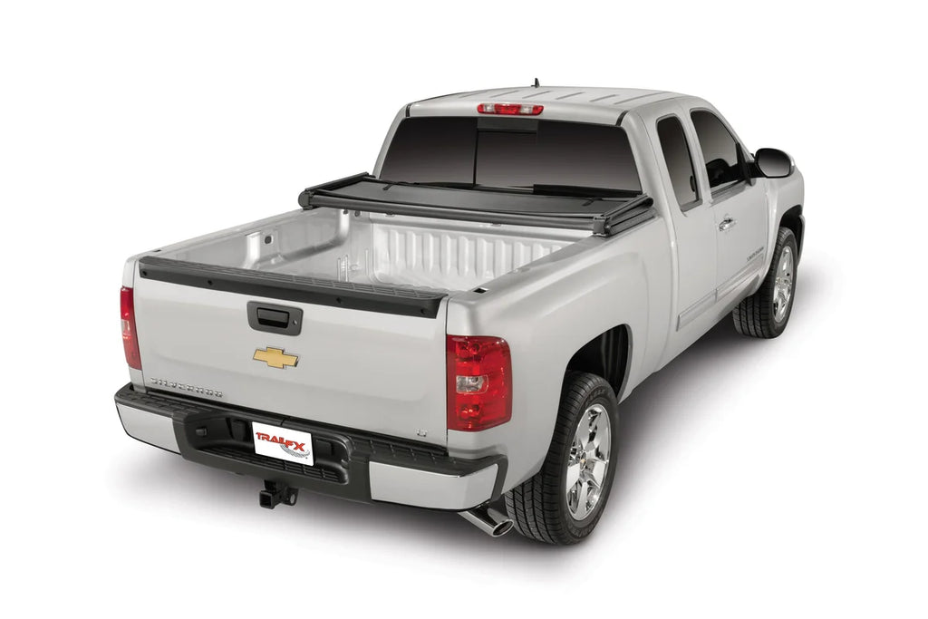 TrailFX Soft Tri-Fold Non-Lockable Black Vinyl With Aluminum Rails TFX1008 - Back View