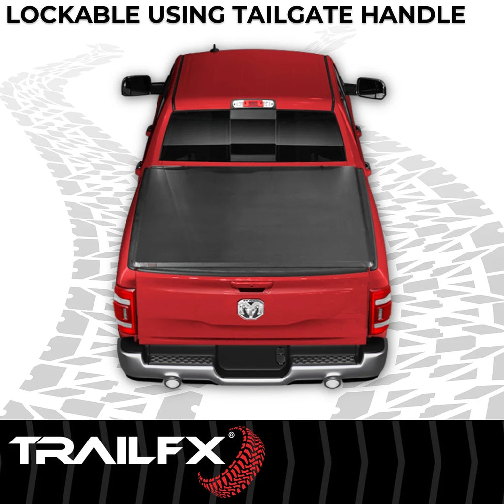 TrailFX Soft Tri-Fold Non-Lockable Black Vinyl With Aluminum Rails TFX2003 - Side View