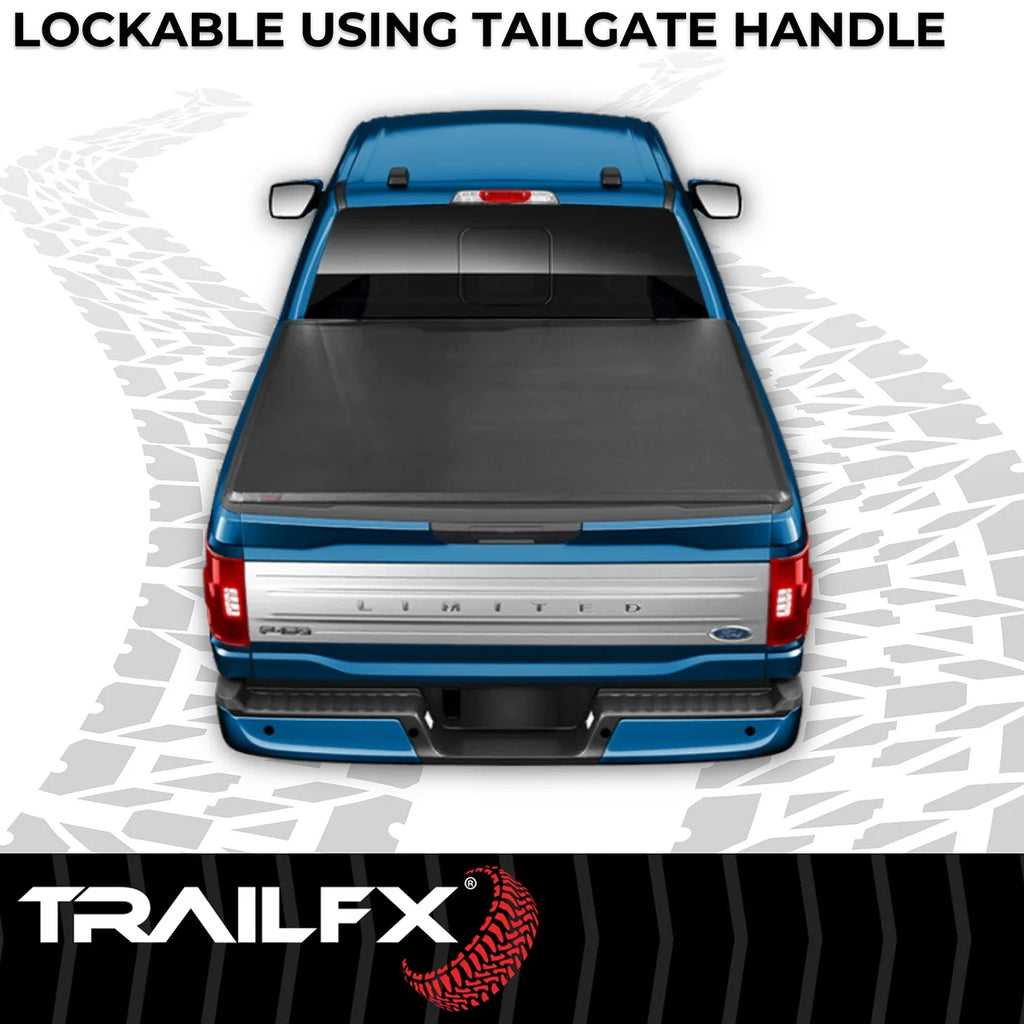 TrailFX Soft Tri-Fold Non-Lockable Black Vinyl With Aluminum Rails TFX3001 - Side View