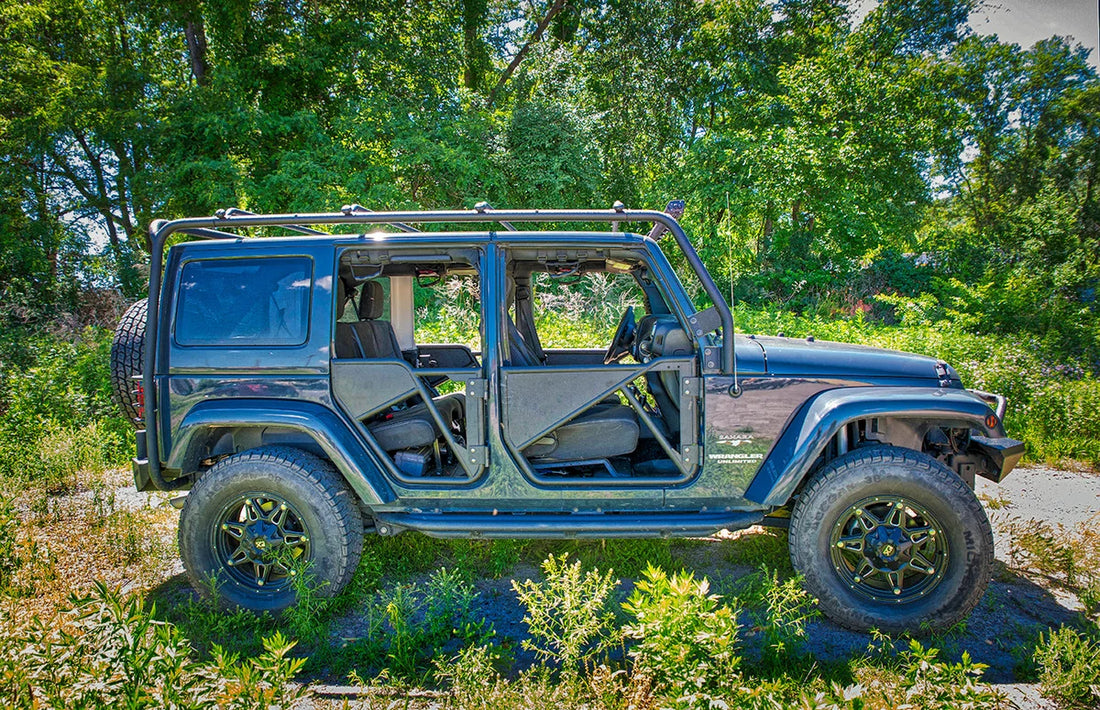 TrailFX Tubular Full Door Textured Powder Coated Black Steel Set Of 2 J051FD - Front View