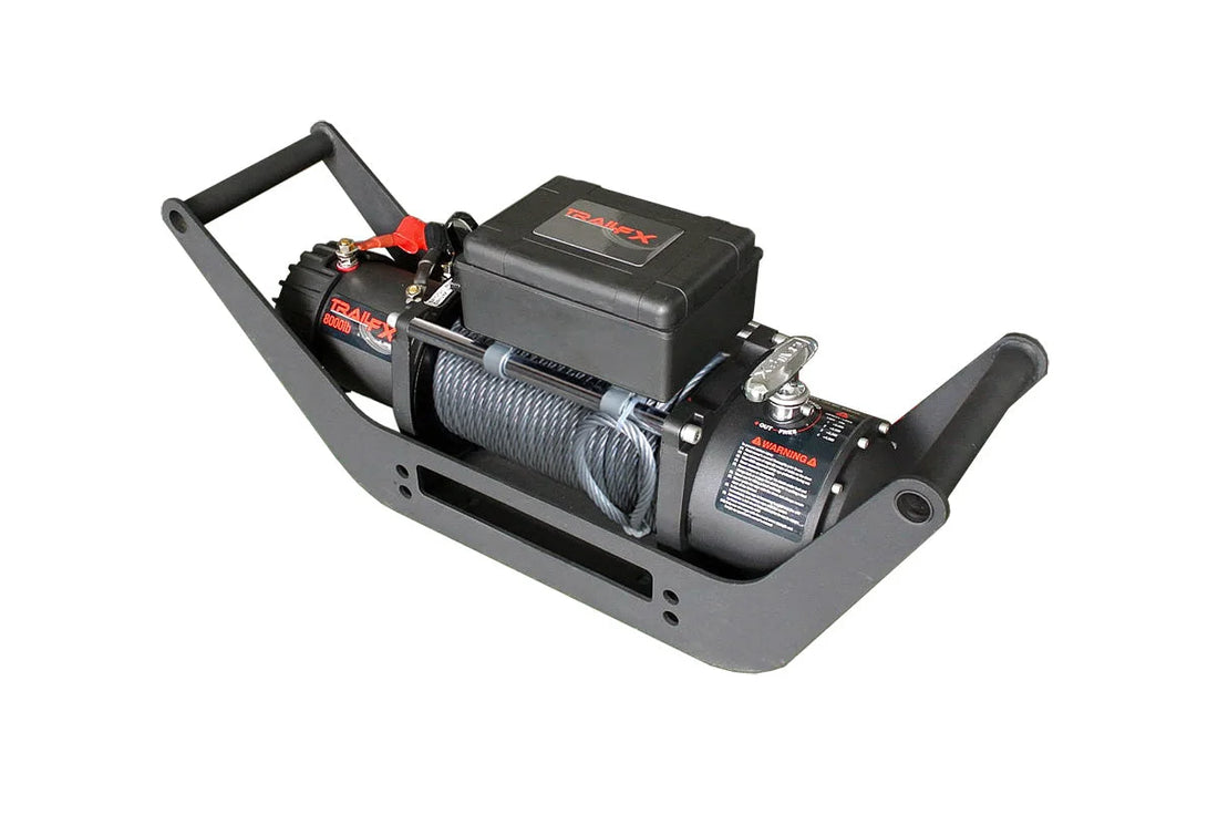 TrailFX Winches updated To 12K Lbs 2 In Receiver Mount Text Pwdr Ctd W/Hitch Pin & Clip WA018 - Side View