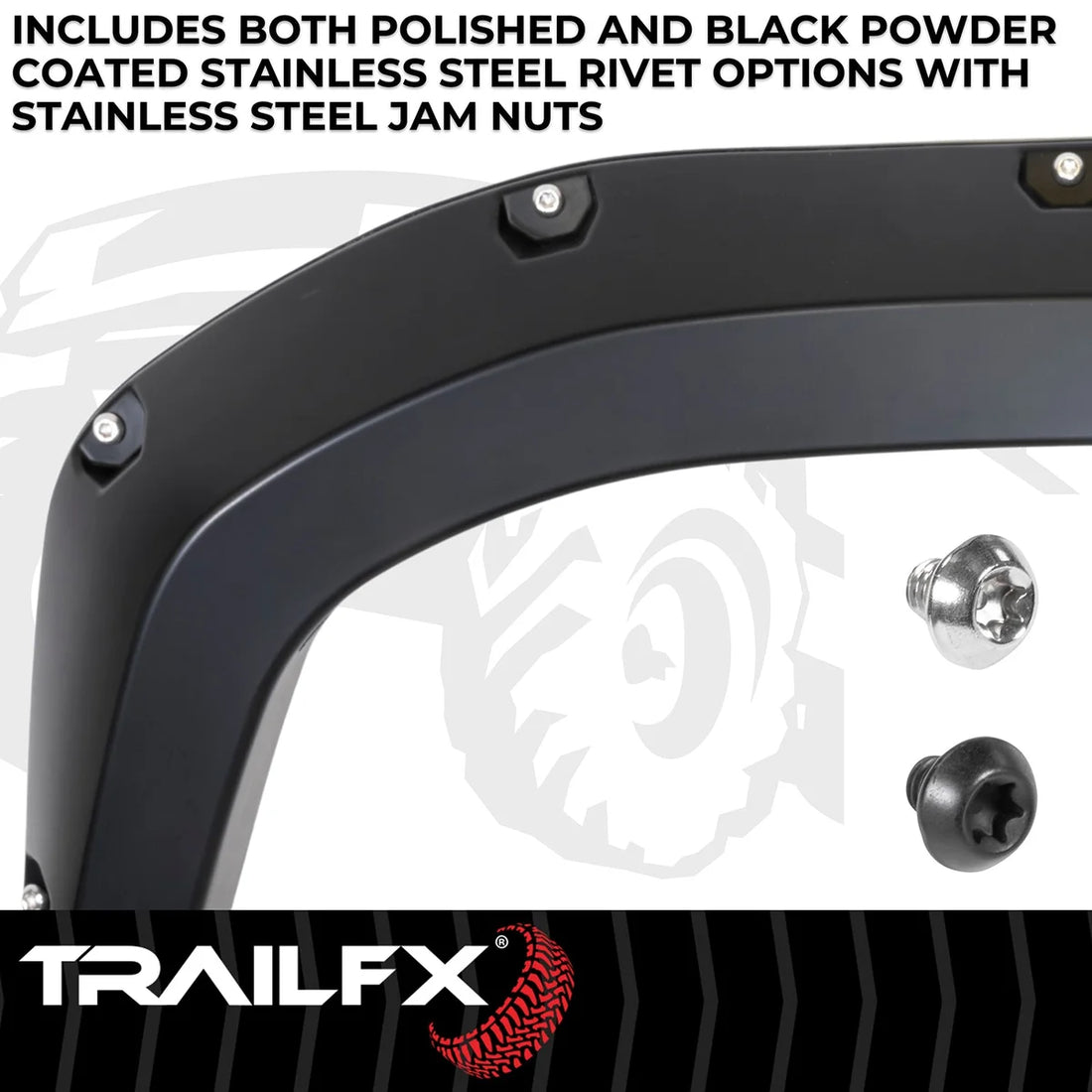 TrailFX With Polished Stainless And Black Stainless Steel Rivets/ Stainless Hardware Kit TFT3005S - Back View