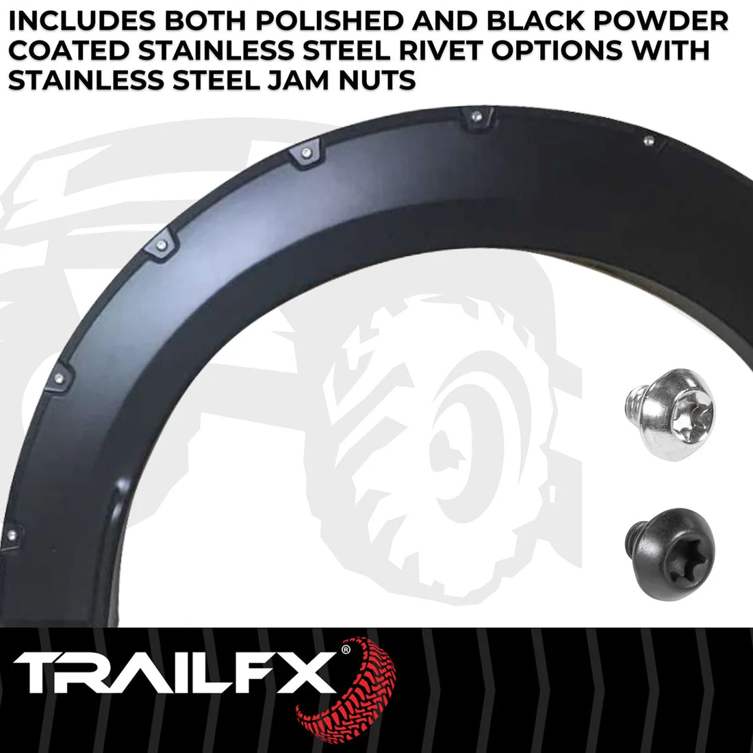 TrailFX With Polished Stainless And Black Steel Rivets/ Stainless Hardware Kit TFF3003S - Back View