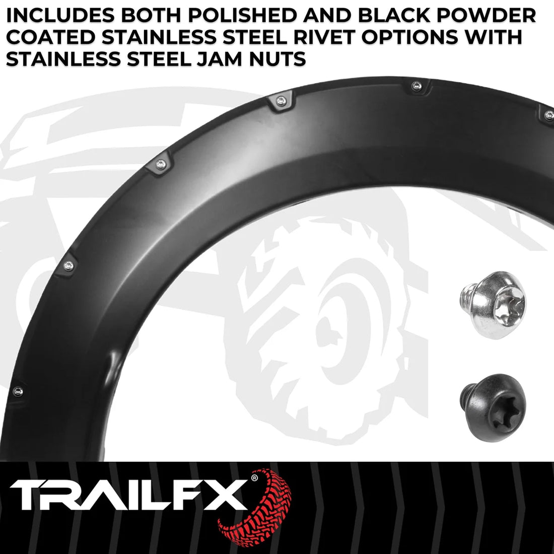 TrailFX With Polished Stainless And Black Steel Rivets/ Stainless Hardware Kit TFF3006S - Back View