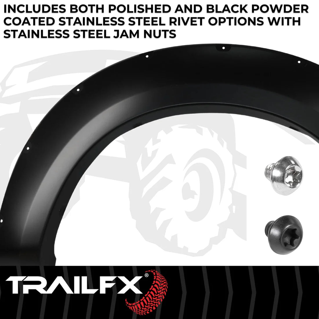 TrailFX With Polished Stainless And Black Steel Rivets/ Stainless Hardware Kit TFF3007S - Back View